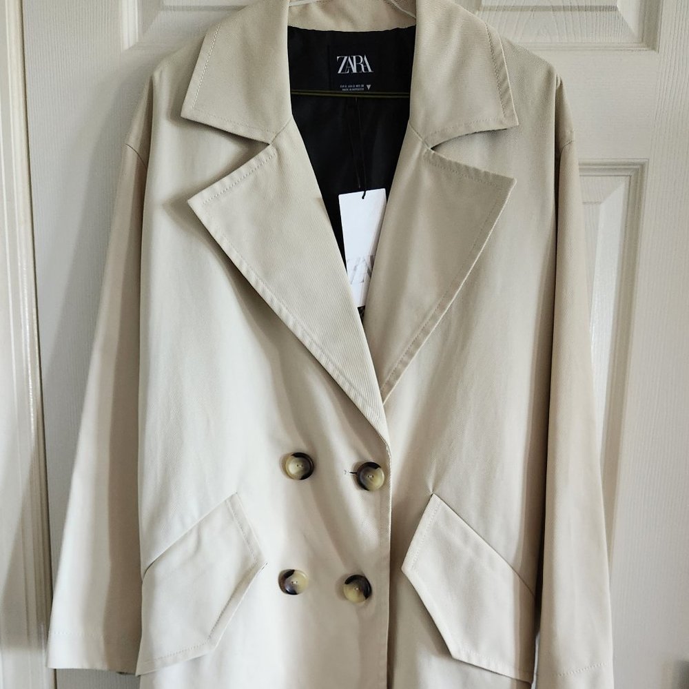 [New with Tag] Women Zara Oversized Trench Coat, Small